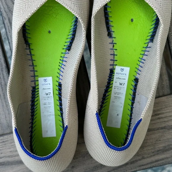 Rothy's Women's Cream and Blue Flats - Picture 10 of 10